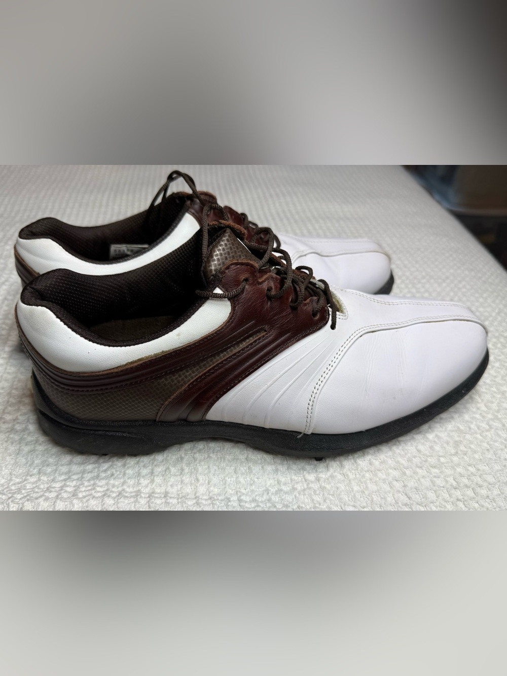 FootJoy White and Brown Men's Golf Shoes - Lace-Up Athletic